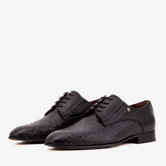 The Porto Alegre Black Leather Derby Men Shoe