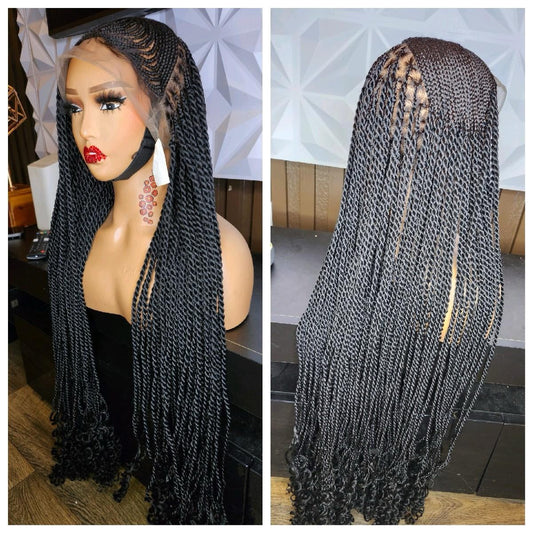 Half lemonade braids twist braided wig