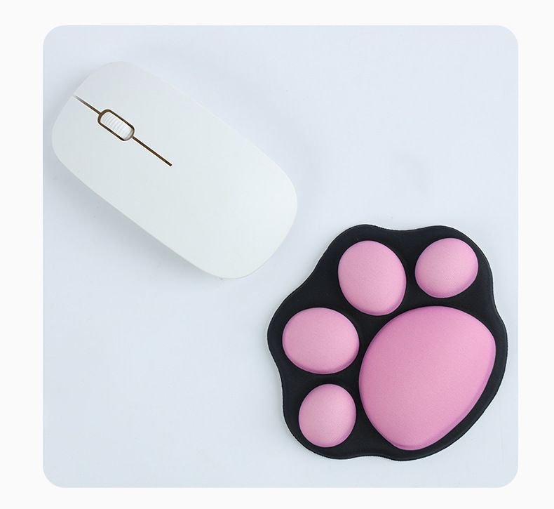 1pc Cute Mouse Wrist Support Pad Cat Paw Pattern Comfortable Soft Wrist Rest Hand Pillow Relief Non-Slip Rubber Base Home Office