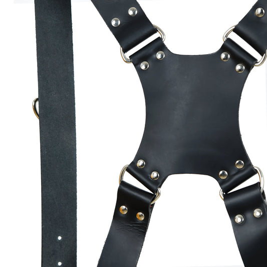 Dual Leather Camera Strap Harness- Black