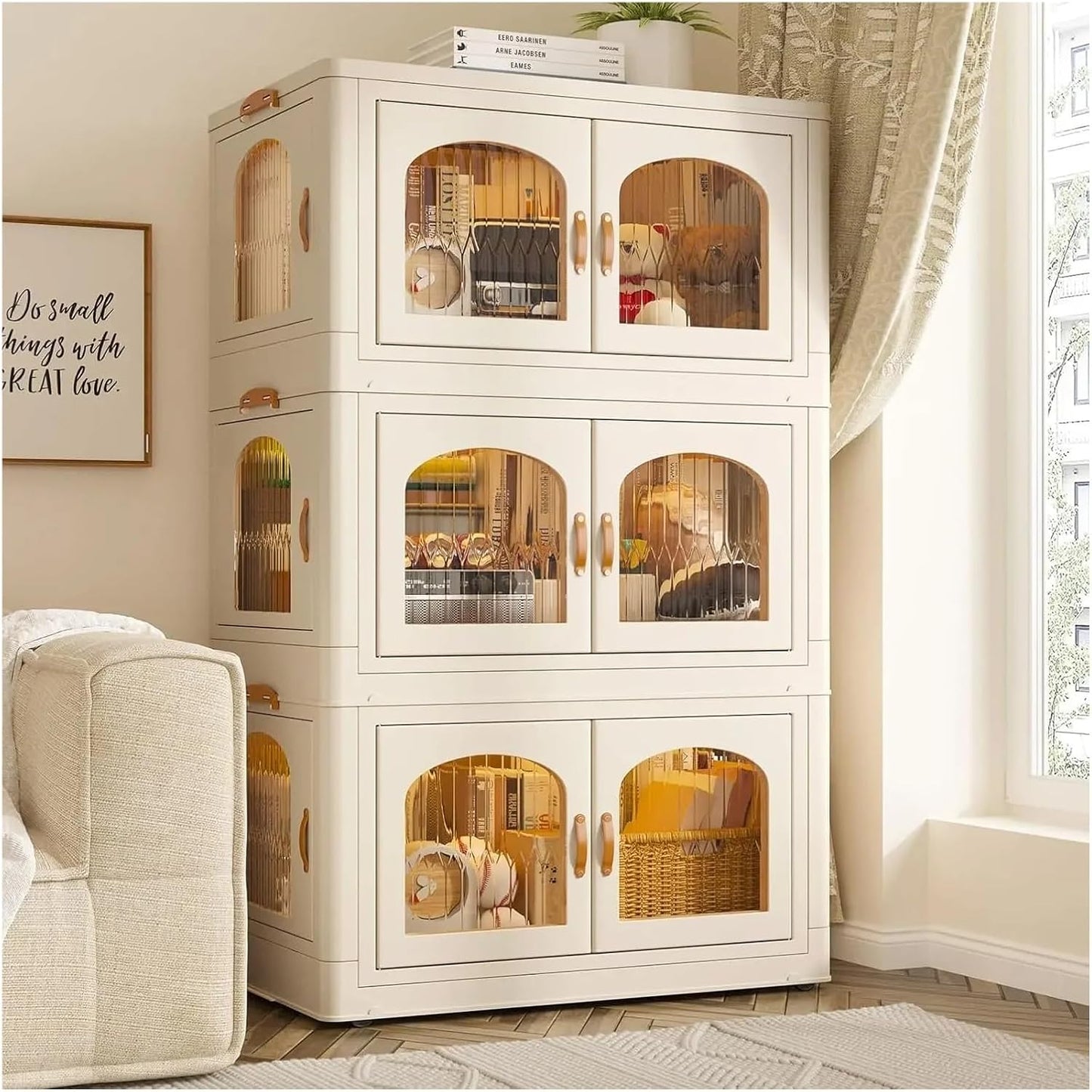 125GAL Storage Bins with Lids, Large Stackable Bins with Wheels and Doors, Storage Containers Box Closet Organizers(25Gal 5 tier)