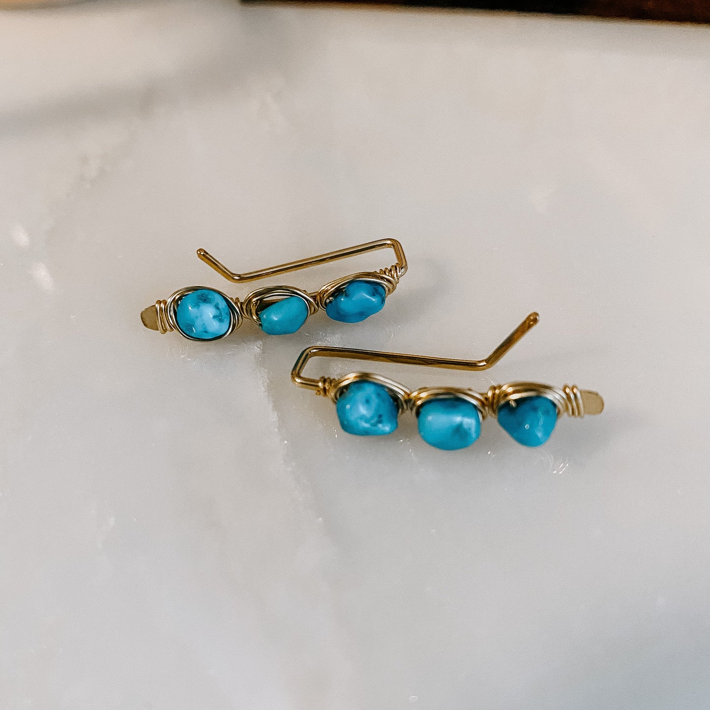 Kingman Turquoise Ear Climbers