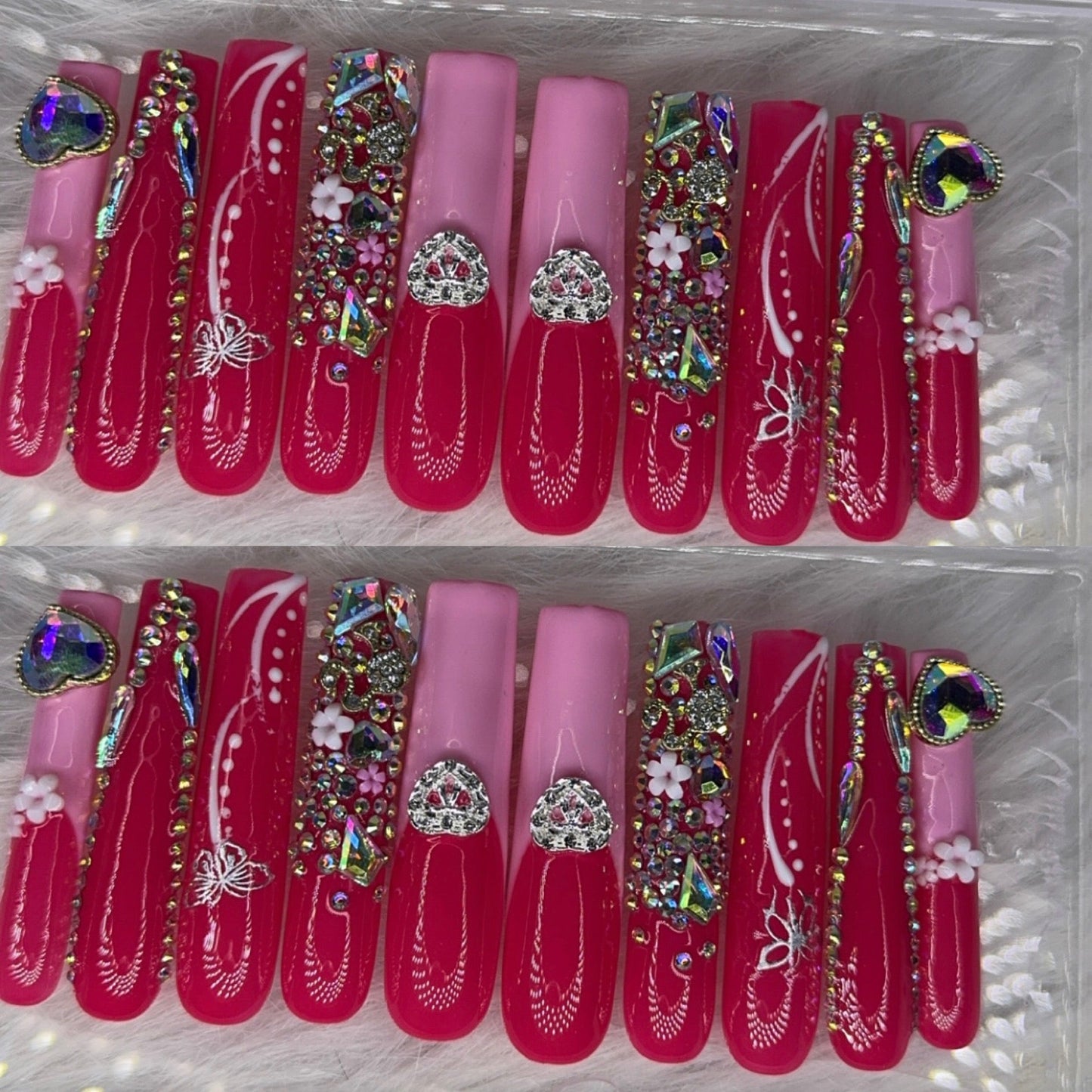 Pink nails acrylic press on nails