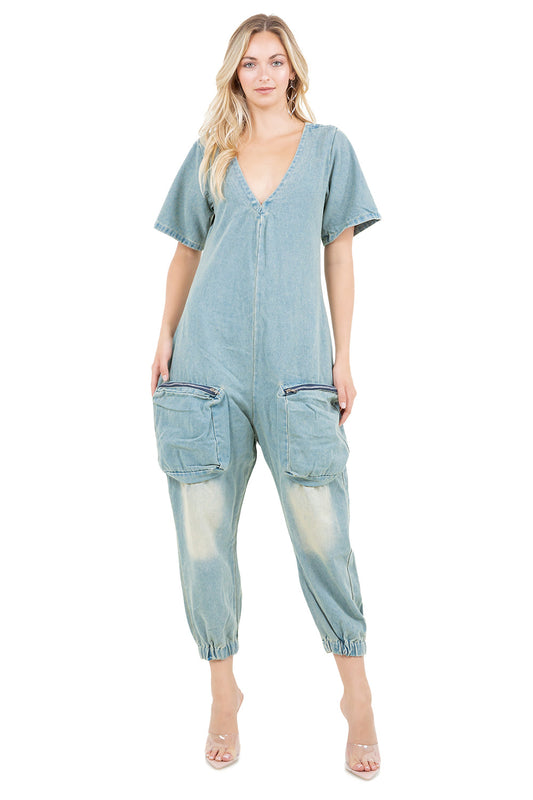 WOMEN FASHION DENIM JUMPSUIT