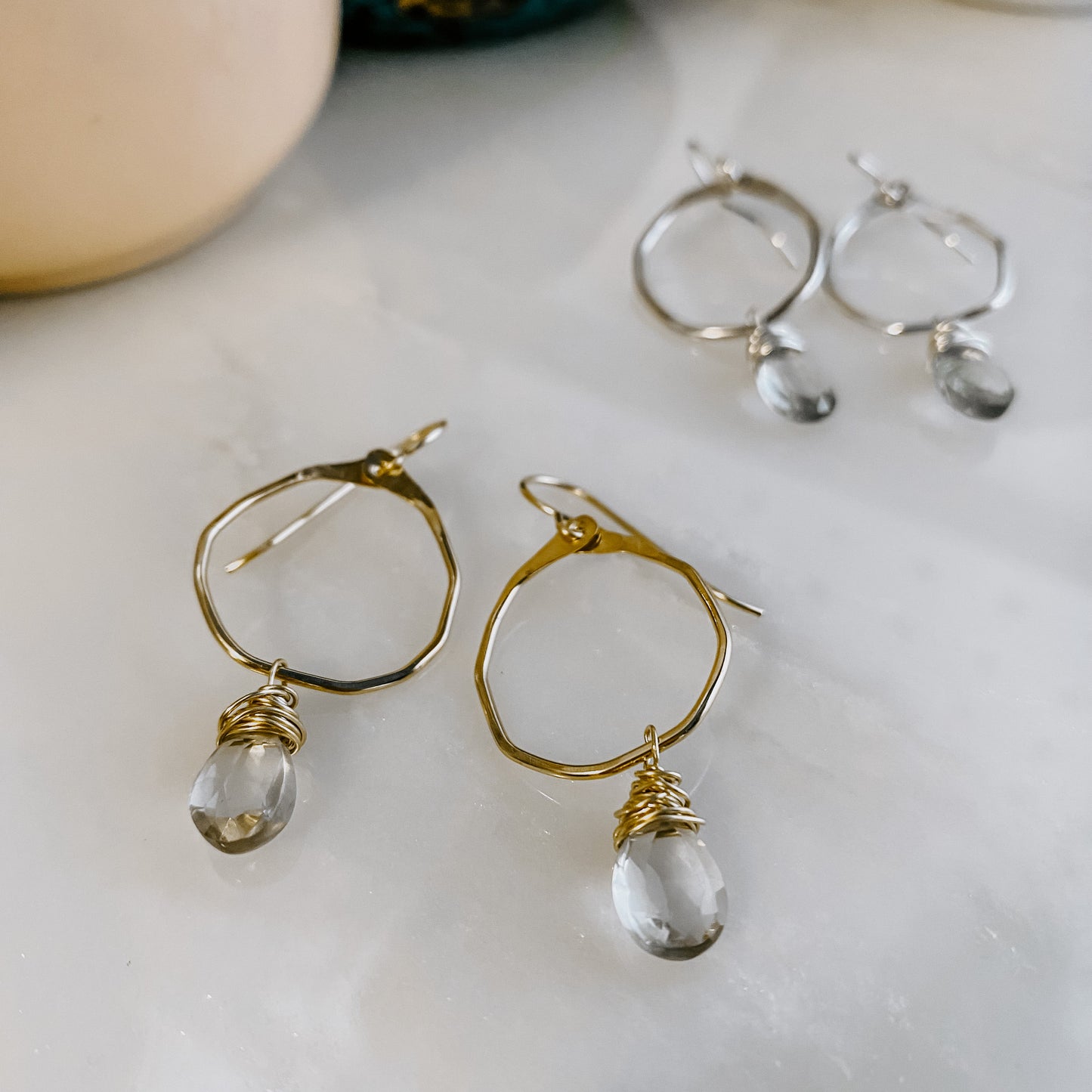 Green Amethyst Mini Hoops