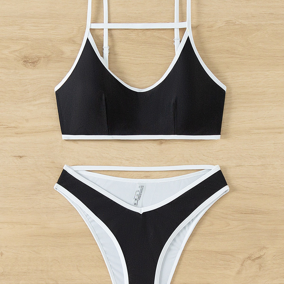 Vest Women Swimsuit Hollow Out Cutout Sexy Contrast Color Thin Edges Bikini