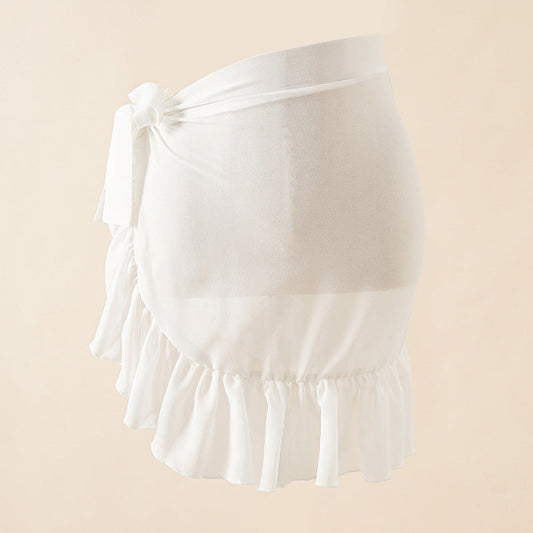 Summer Seaside Vacation Chiffon Printing Tie Dye Bandage Beach Wrap Skirt Bikini Swimsuit Blouse