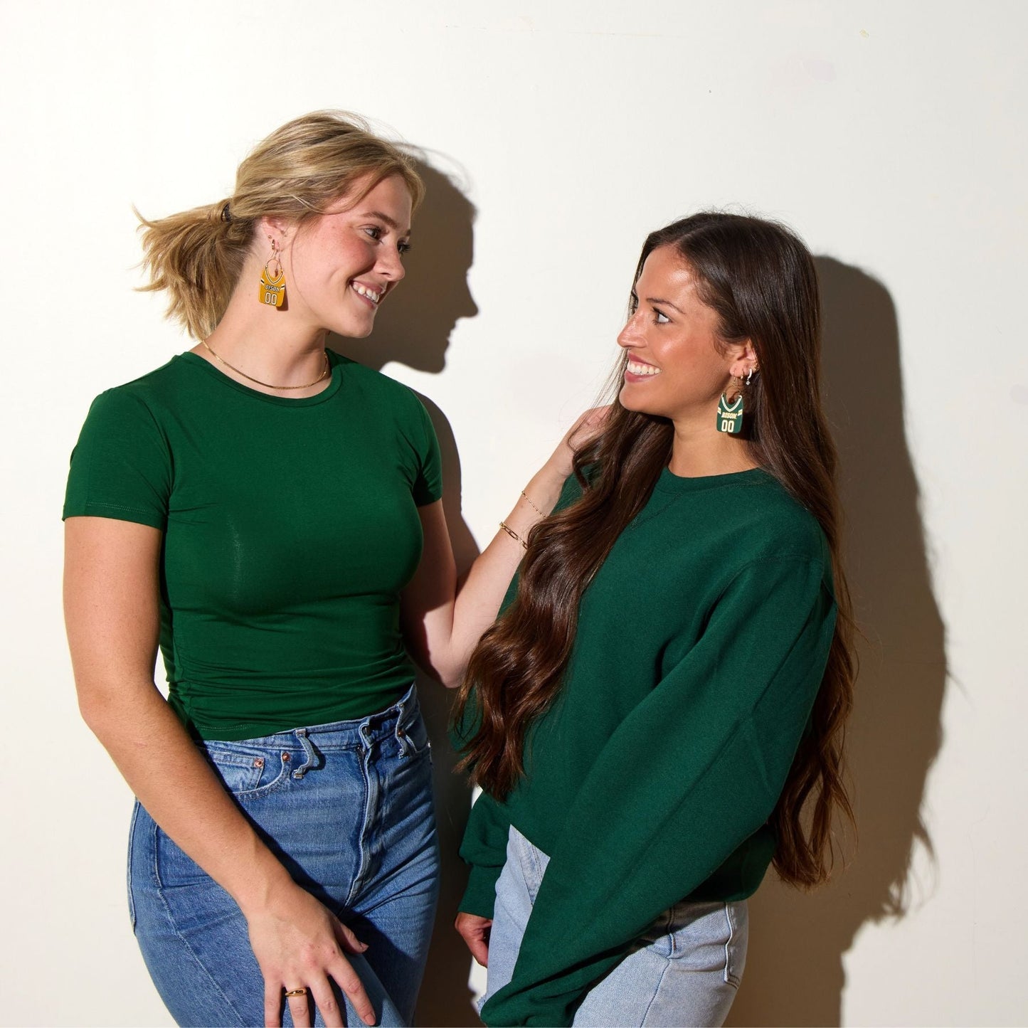 Bison Green North Dakota State University Football Jersey Earrings