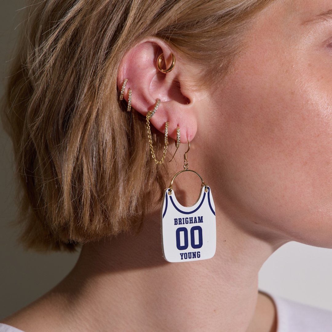 Brigham Young University White Cosmo Jersey Earrings