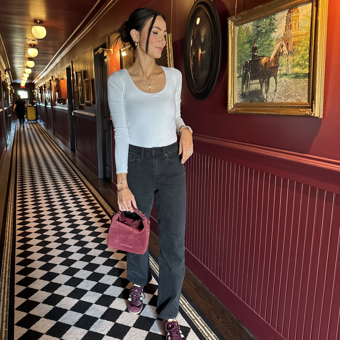 Brigitte Suede Mini Bag in Sangria