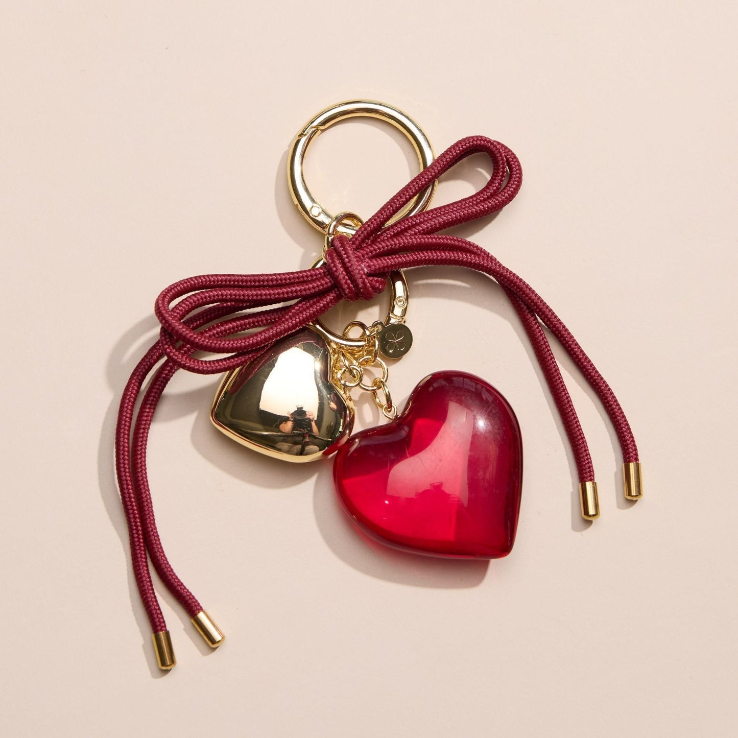 Burgundy Heart & Cord Bag Charm