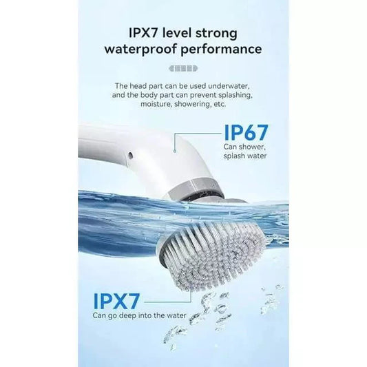 Cordless Electric Spin Scrubber, Cleaning Brush Scrubber for Home, 400RPM/Mins-8 Replaceable Brush Heads-90Mins Work Time, 3 Adjustable Size, 2 Speeds for Bathroom Shower Bathtub Glass Car