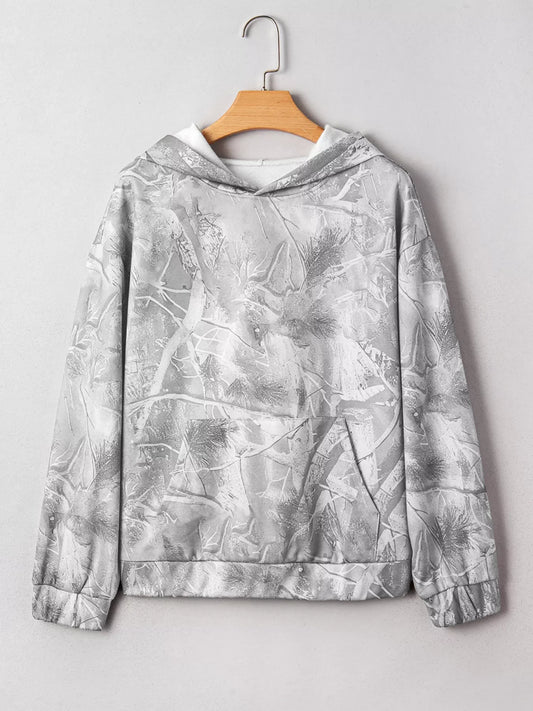 Camouflage Woodland Print Oversized Sporty Hoodie