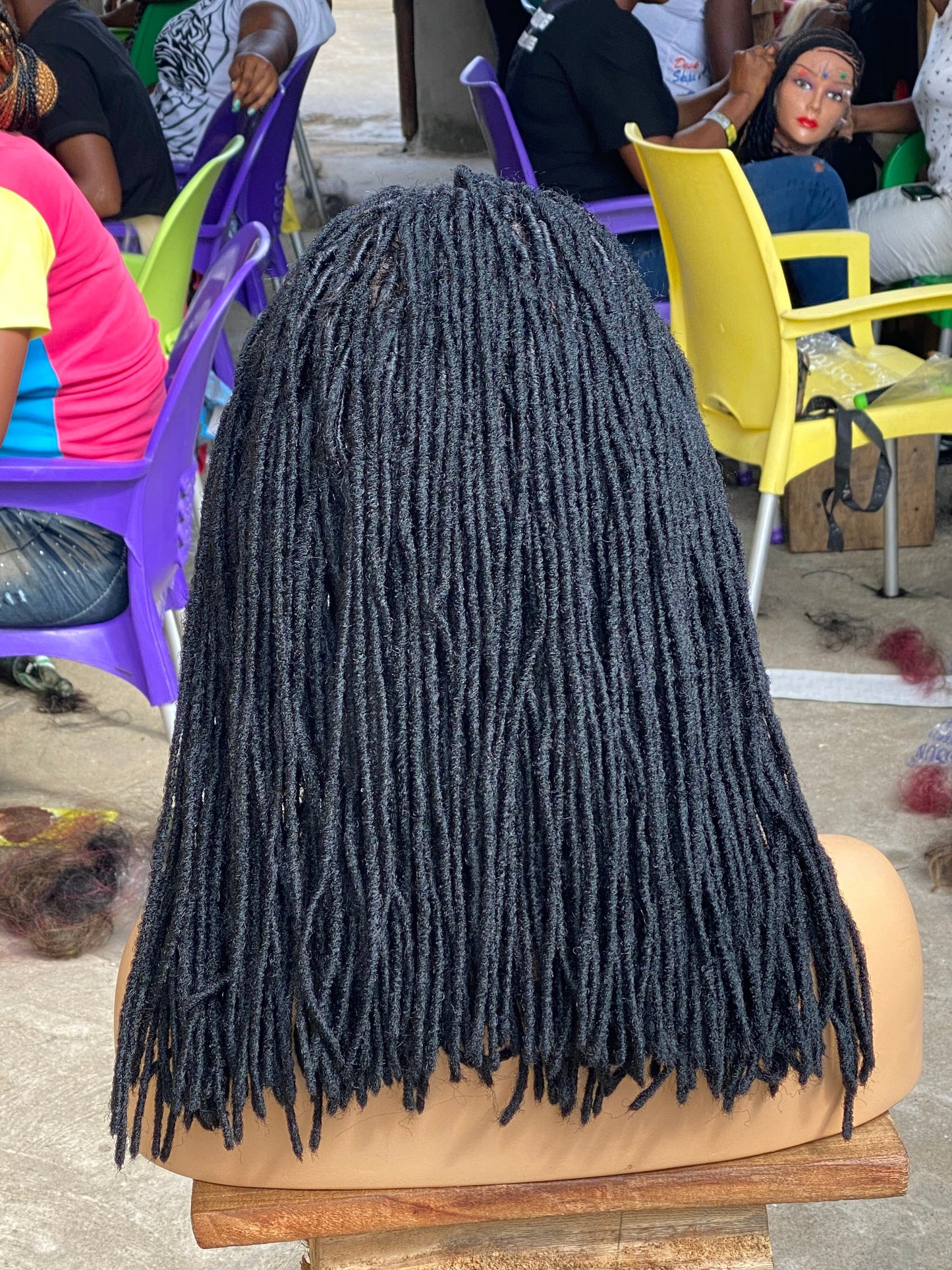 Simple Faux Locs Wig (Swiss Full Lace) Black Color, Shoulder Length - Karina