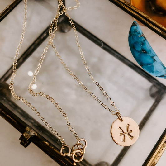 Astrology Hand Stamped Coin Necklace
