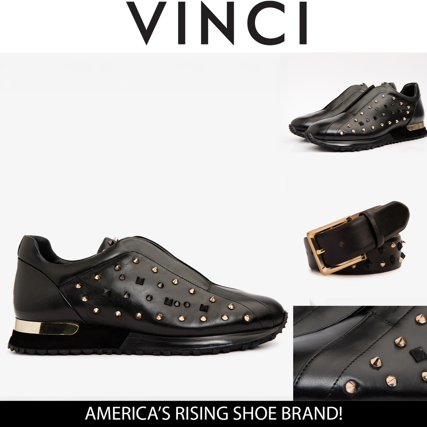 The Infanta Black Spike Leather Men Sneaker Limited Edition