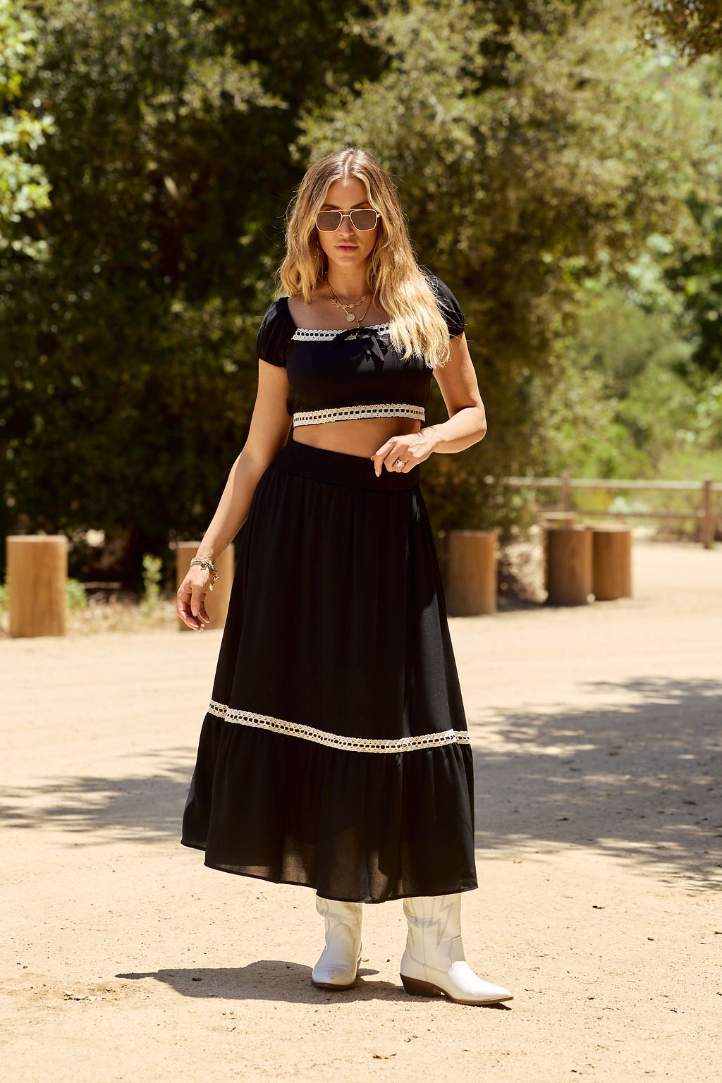 Jolene Black Lace Trim Maxi Skirt - FINAL SALE