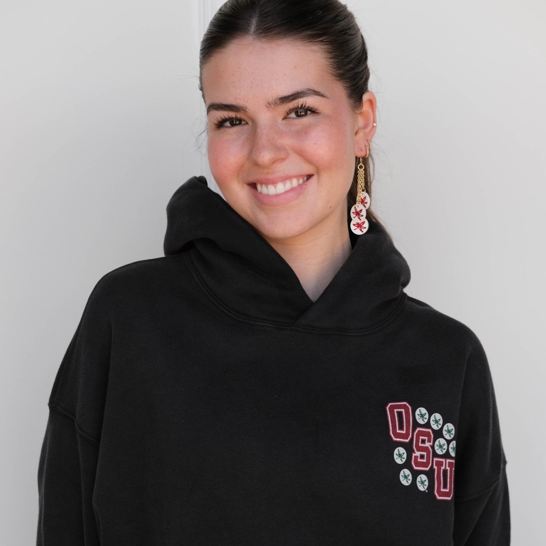 Red Ohio State University Buckeye Sticker Earrings