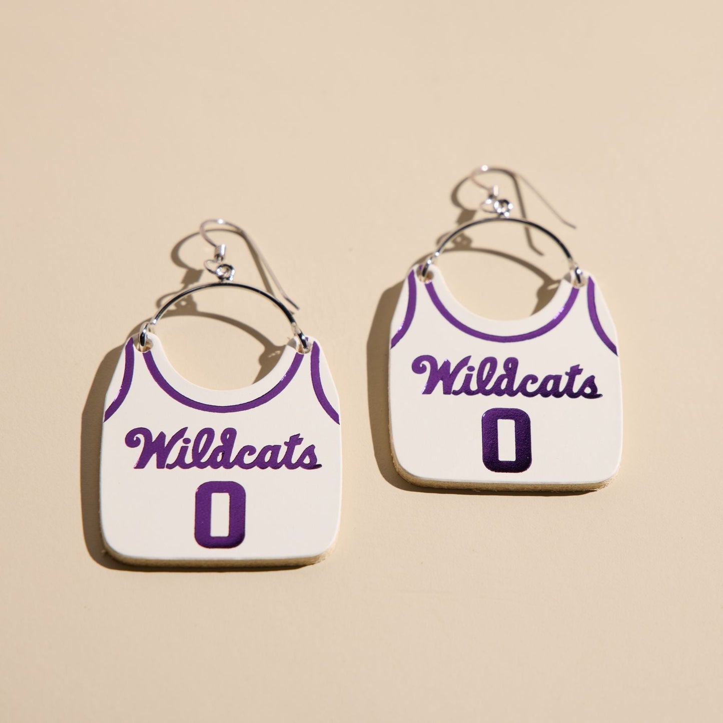 White Kansas State University Basketball Jersey Earrings
