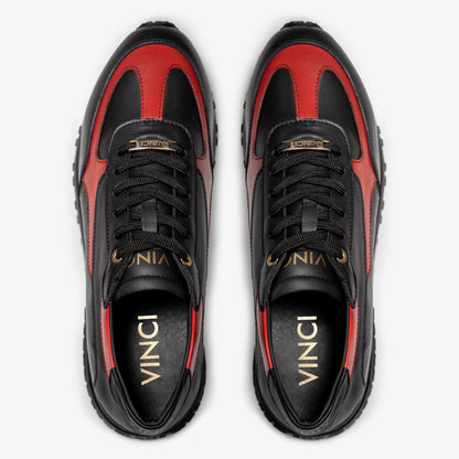 The Arda Black & Red Leather Men Sneaker