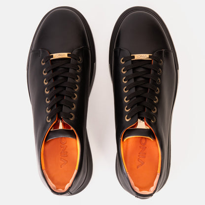 The Peklin Black Leather Men Sneaker