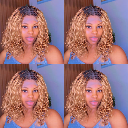 Honey blonde short boho braids