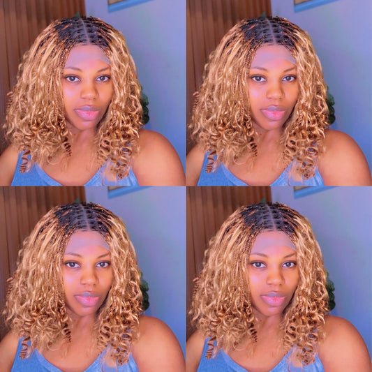 Honey blonde short boho braids