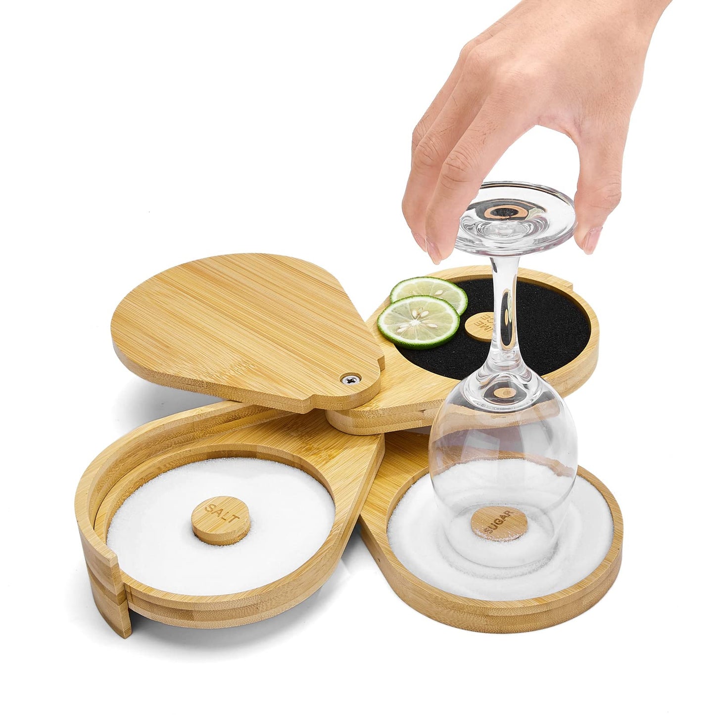 1 Pack 3 Tier Bar Glass Rimmer for Margarita and Cocktail, Bartender Tool,Salt Box Spice Container