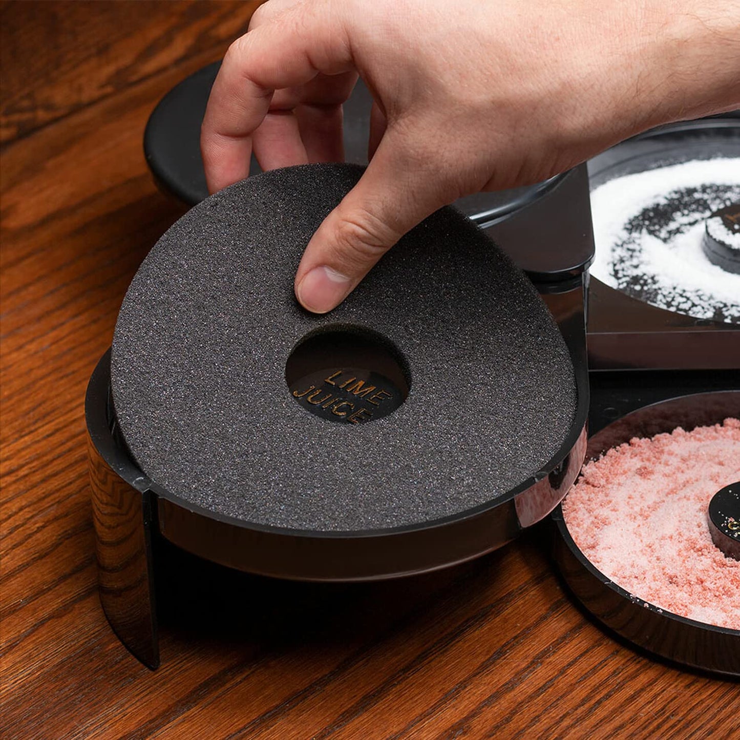 1 Pack 3 Tier Bar Glass Rimmer for Margarita and Cocktail, Bartender Tool,Salt Box Spice Container