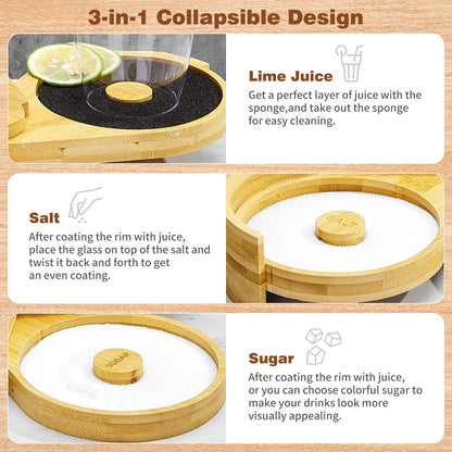 1 Pack 3 Tier Bar Glass Rimmer for Margarita and Cocktail, Bartender Tool,Salt Box Spice Container