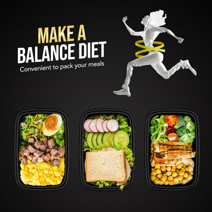 100-Piece (50-Pack) 24 OZ Meal Prep Containers Reusable with Lids, Sturdy Leakproof & Food Safe, Microwave, Freezer, Dishwasher Safe To Go Food Containers, Plastic Take Out Containers, Black