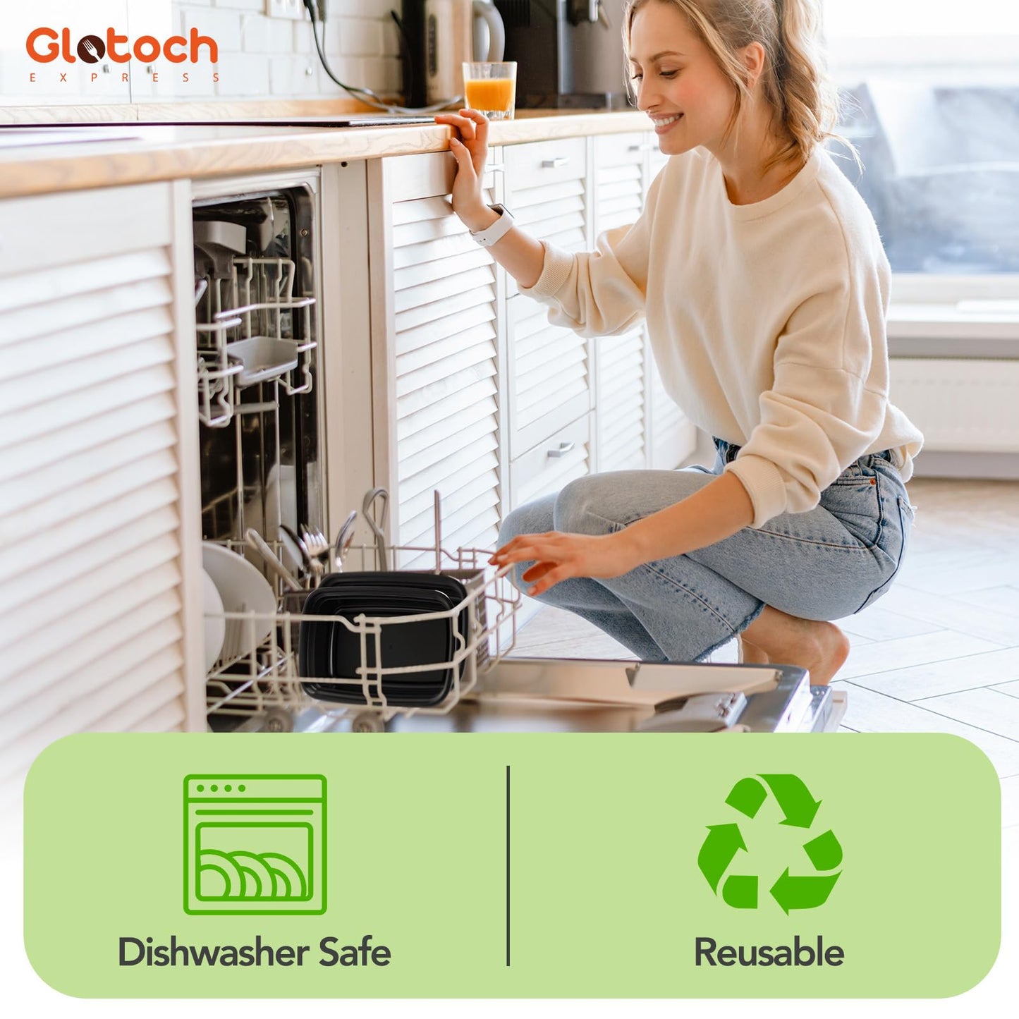 100-Piece (50-Pack) 24 OZ Meal Prep Containers Reusable with Lids, Sturdy Leakproof & Food Safe, Microwave, Freezer, Dishwasher Safe To Go Food Containers, Plastic Take Out Containers, Black