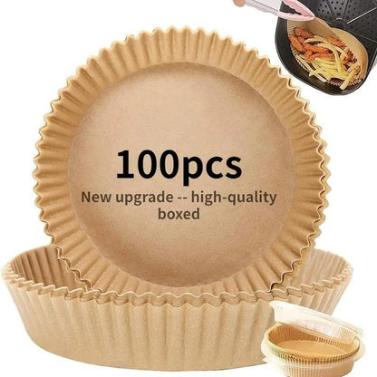 100pcs Disposable Air Fryer Liners, Non - stick Oil - proof Waterproof Parchment Paper, Multi - purpose for Baking & Air Fryer（Super good qualiey）