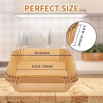 100pcs Disposable Air Fryer Liners, Non - stick Oil - proof Waterproof Parchment Paper, Multi - purpose for Baking & Air Fryer（Super good qualiey）