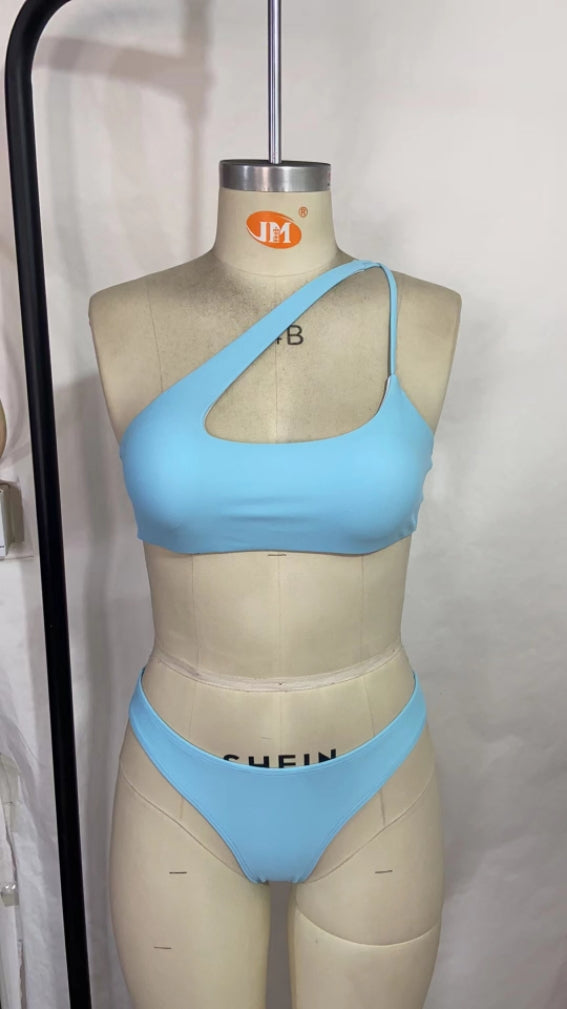 Solid Color Split Swimsuit European and Single Swimsuit Cross Strap Beautiful Back Swimsuit Split