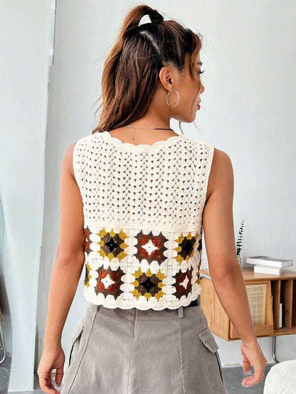 Women New Spring and Autumn Crocheted Hollow Placket Lace Top Jacket Crochet hook