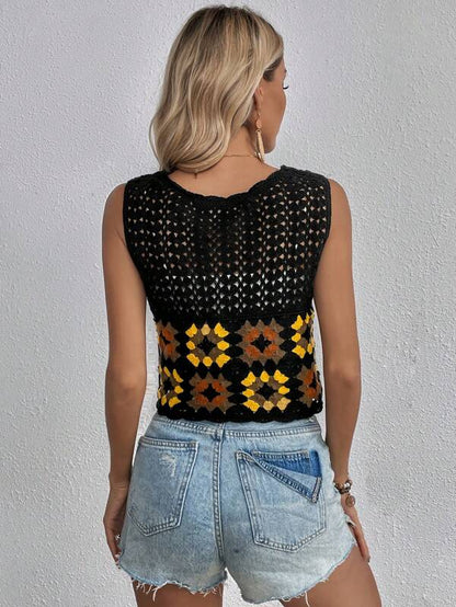 Women New Spring and Autumn Crocheted Hollow Placket Lace Top Jacket Crochet hook