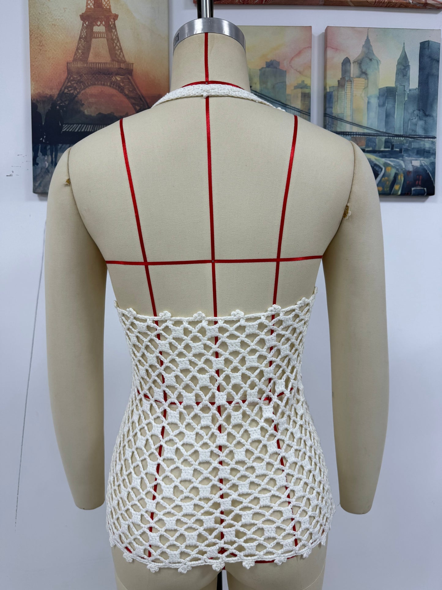 Spring Summer Hollow Out Cutout Beach Holiday Knitted Blouse Coat Beach