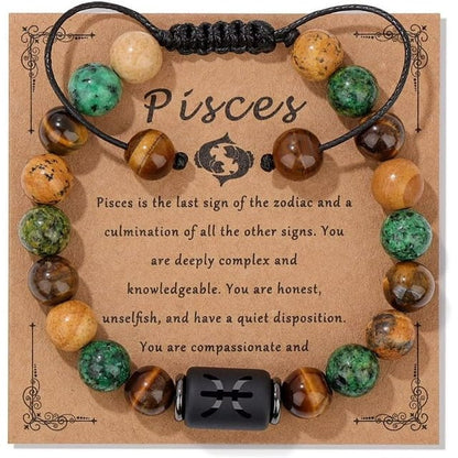 12 Zodiac Sign Constellation Braided Bracelet Virgo Leo Charm Bracelets For Women Men Tiger Eye Stone Bangles Friend Jewelry