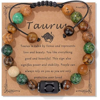 12 Zodiac Sign Constellation Braided Bracelet Virgo Leo Charm Bracelets For Women Men Tiger Eye Stone Bangles Friend Jewelry