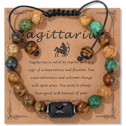 12 Zodiac Sign Constellation Braided Bracelet Virgo Leo Charm Bracelets For Women Men Tiger Eye Stone Bangles Friend Jewelry