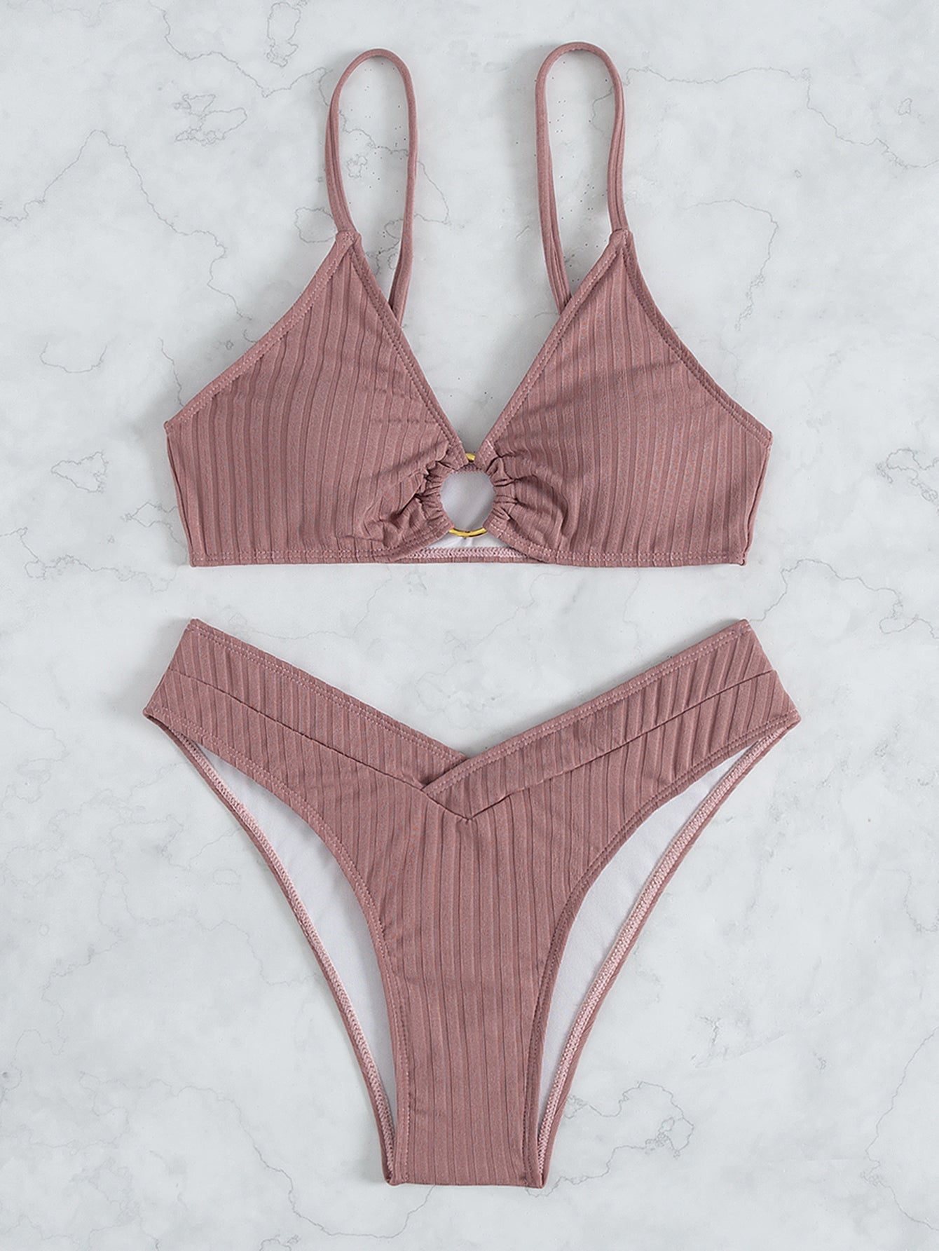 Bikini Swimsuit Sexy Bikini Solid Color V Shaped Pants Swimsuit