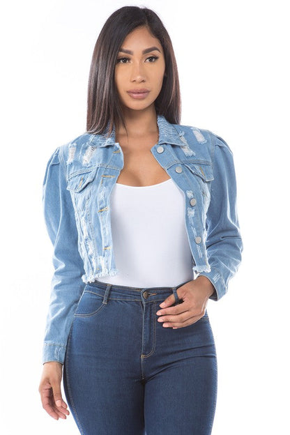 WOMEN FASHION DENIM CROP JACKET