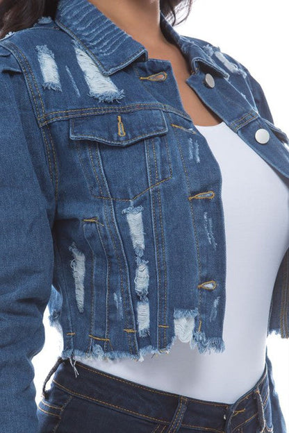 WOMEN FASHION DENIM CROP JACKET