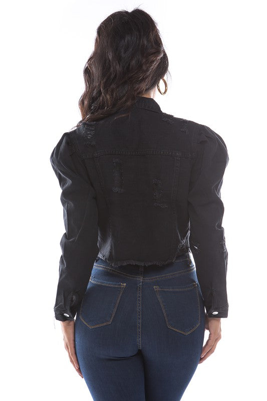 WOMEN FASHION DENIM CROP JACKET