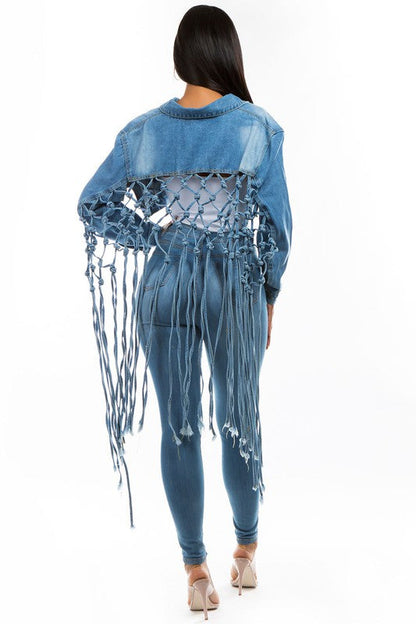 WOMEN FASHION DENIM CROP JACKET