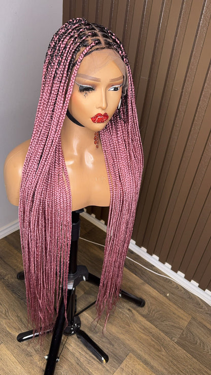 Light pink darkroot knotless braiddd wig