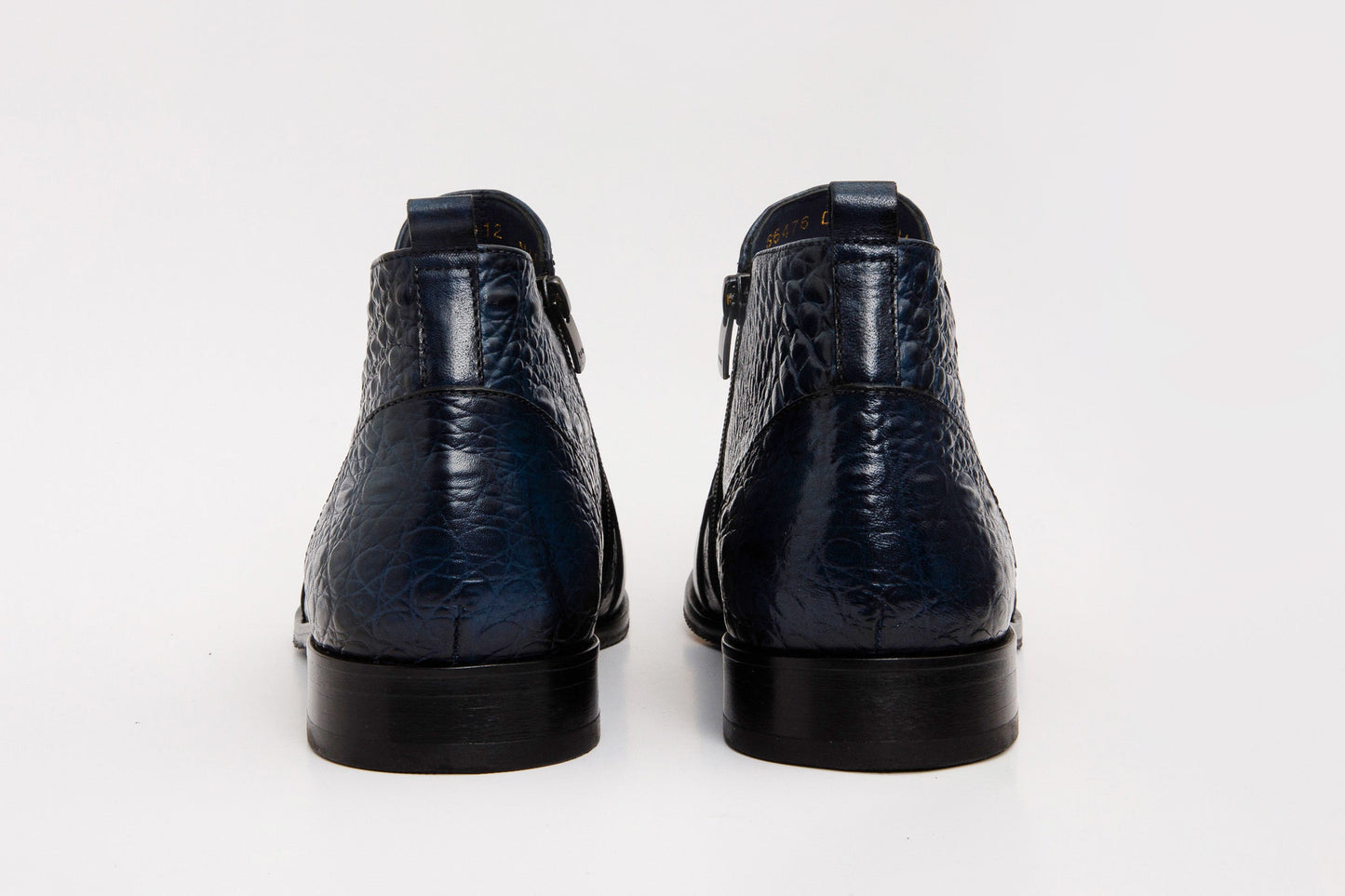 The Randor Navy Blue Crocodile Leather Side-Zip Dress Ankle Men Boot