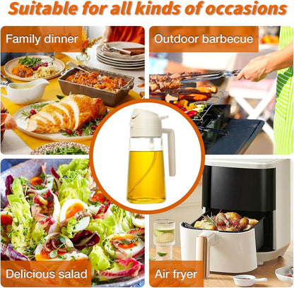 16oz Oil Dispenser Bottle for Kitchen - 2 in 1 Olive Oil Dispenser and Oil Sprayer - 470ml Olive Oil Bottle - Oil Sprayer for Cooking, Kitchen, Salad, Barbecue  Black