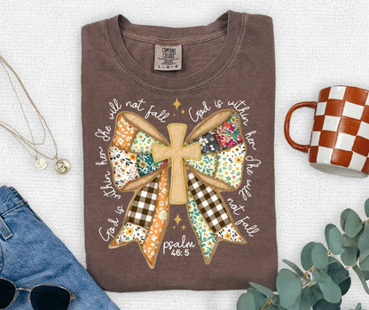 She Will Not Fall - Patchwork Cross Comfort Colors Tee